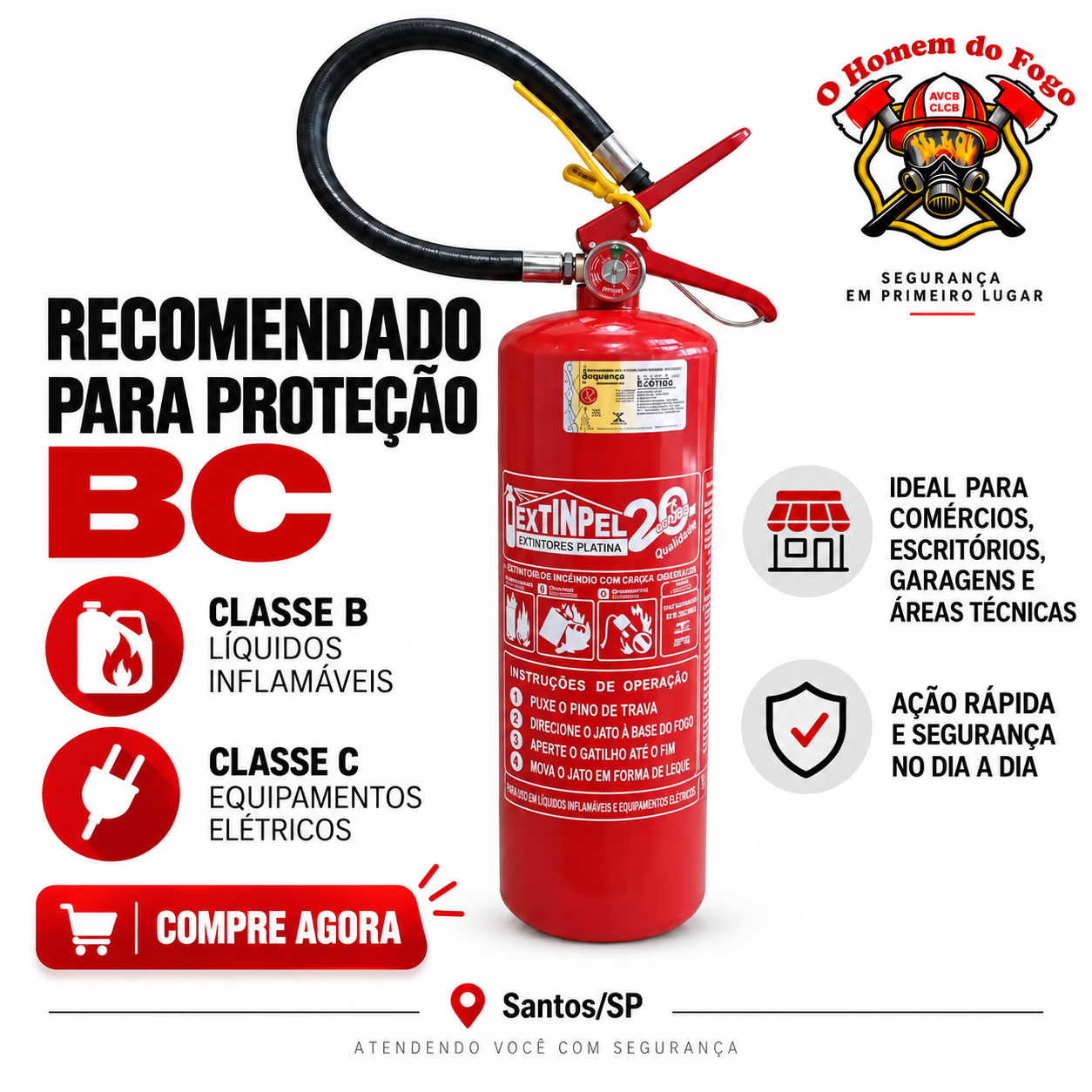 extintor de pó BC 4 kg AVCB